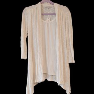 NWT Lynn Ryan White 2 In 1 White Top Cardigan